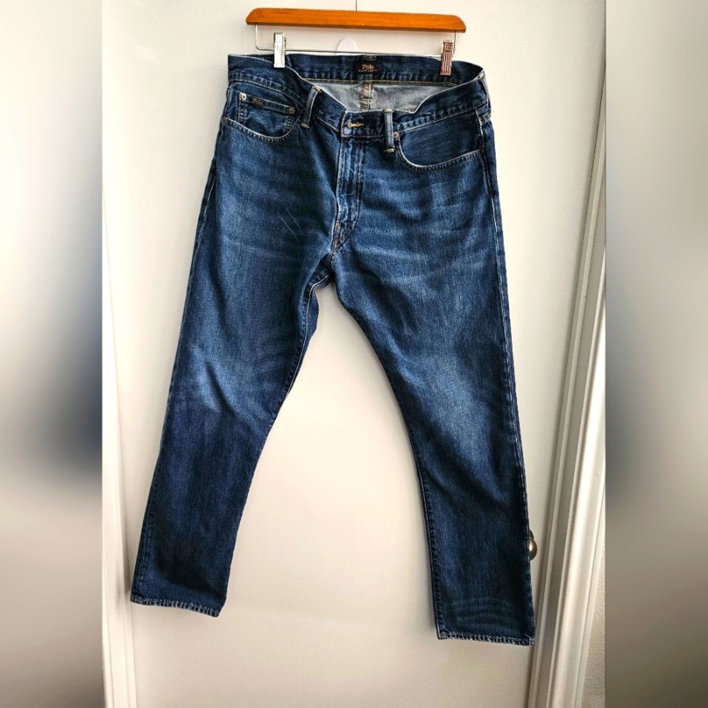Polo Ralph Lauren Mens Hampton Straight Leg 35x32 Medium Distressed Wash